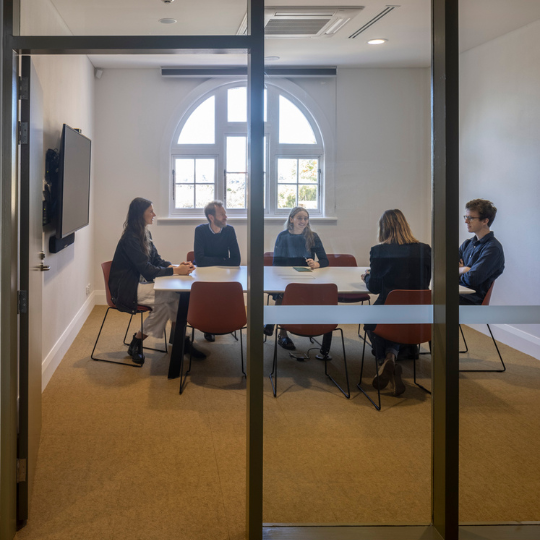 Group of people meeting at the library